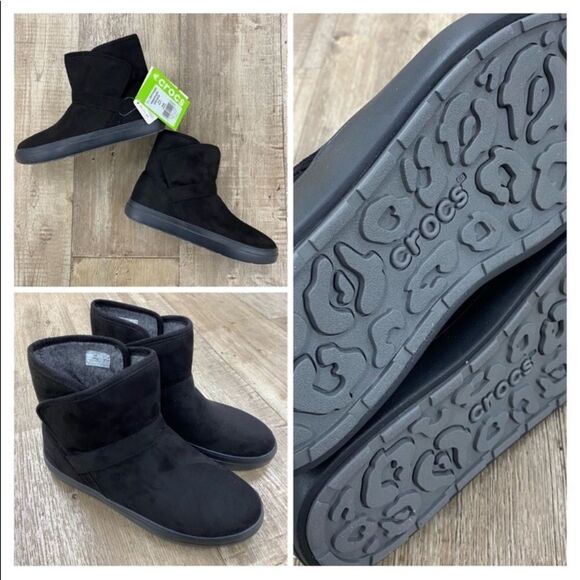CROCS Shoes - Crocs Black Lodgepoint Synth Suede Booties